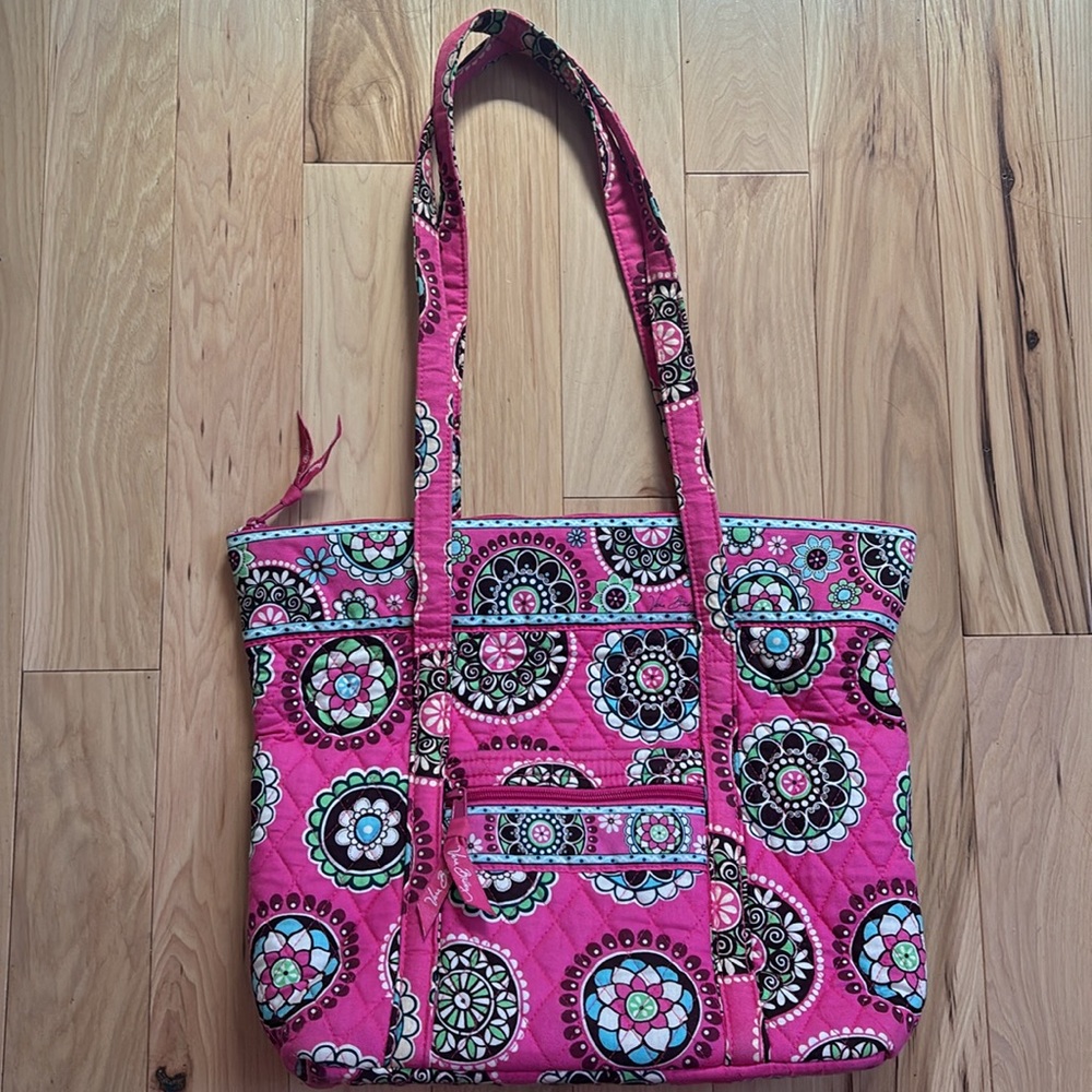 Vera Bradley tote pink blue and brown flowers